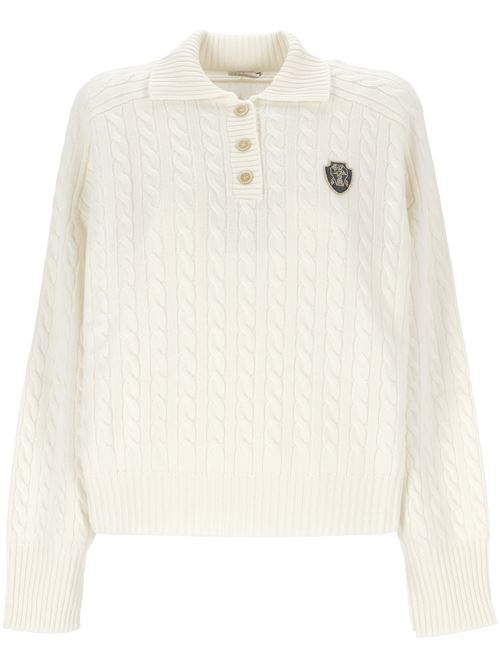 Maglia a trecce in cashmere bianco BRUNELLO CUCINELLI | M12737005C2723